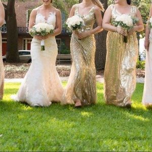 Aidan Mattox Gold Sequin Gown- bridesmaid prom etc